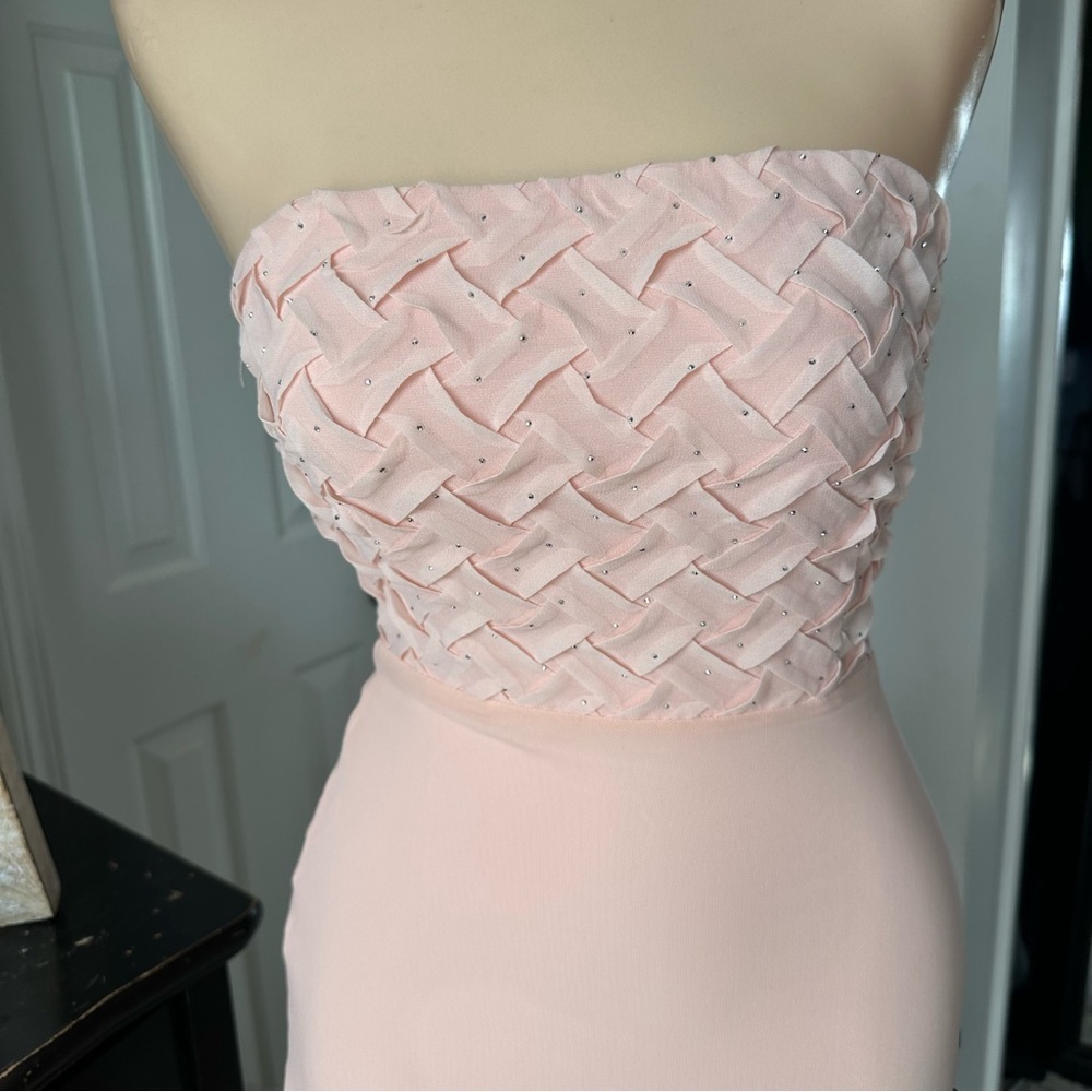 LULU’S STUNNING CONCEPT MESH RHINESTONE STRAPLESS MAXI DRESS - Picture 7 of 16